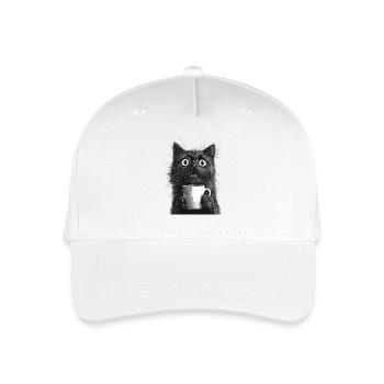 Shocked cat with coffee cup - Organic Kids’ Baseball Cap - white - Front