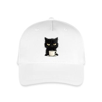 Grumpy nasty cat with morning coffee - Organic Kids’ Baseball Cap - white - Front