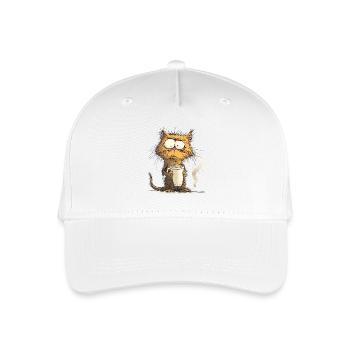 Morning grouch cat with coffee - Organic Kids’ Baseball Cap - white - Front