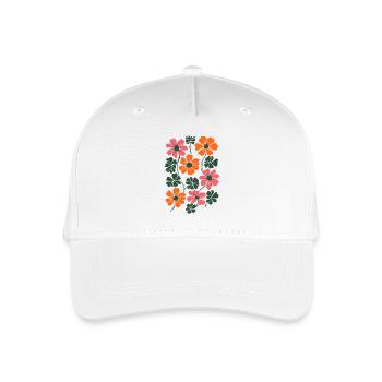Matisse inspiriert: Retro Blumenmuster in Orange - Kinder Bio Basecap - Weiß - Vorne