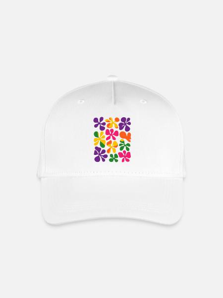 Matisse inspiriert: Abstraktes Retro Blumenmuster - Kinder Bio Basecap - Weiß