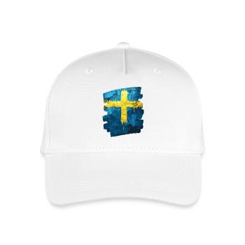 Schwedische Flagge Schweden - Kinder Bio Basecap - Weiß - Vorne
