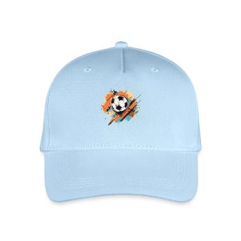 Ballon de football élégant avec des touches de couleur Orange Turquoise - Casquette de baseball bio Enfant - bleu clair - Devant