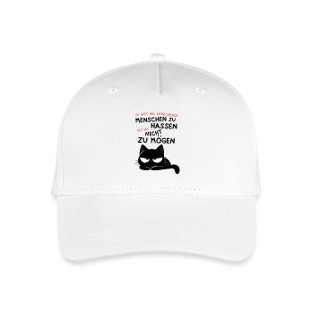 Schwarze Katze hasst Menschen – Zynisch & Lustig - Kinder Bio Basecap - Weiß - Vorne