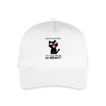 Ich stelle mir vor du brennst - Schwarze Katze - Kinder Bio Basecap - Weiß - Vorne