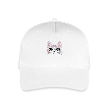 Blumige Katzenfreude Für Blumen- Und - Kinder Bio Basecap - Weiß - Vorne