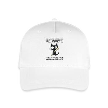 Lustige schwarze Katze mit Baseballschläger - Kinder Bio Basecap - Weiß - Vorne