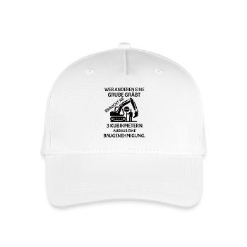 Wer anderen eine Grube gräbt - Lustiges Bau Spruch - Kinder Bio Basecap - Weiß - Vorne