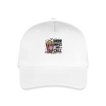 Horror Movies and Chill Horror Movie Popcorn Shirt - Organic Kids’ Baseball Cap - white - Front
