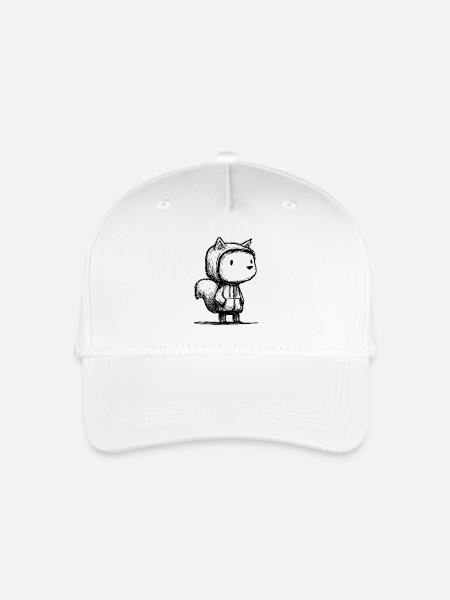 Kawaii Eichhörnchen Cartoon Skizze – niedlich - Kinder Bio Basecap - Weiß