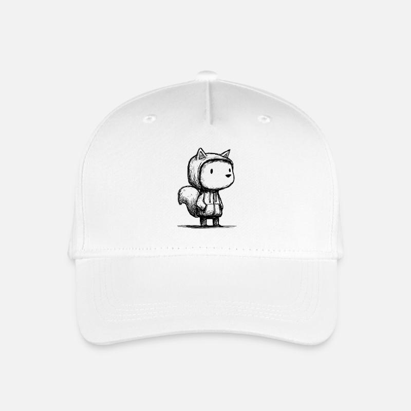Kawaii Eichhörnchen Cartoon Skizze – niedlich - Kinder Bio Basecap - Weiß