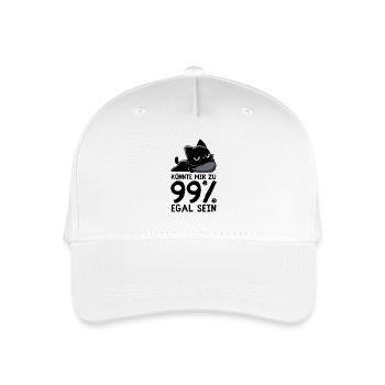 99 % Egal – Chillende Katze Null Interesse - Kinder Bio Basecap - Weiß - Vorne