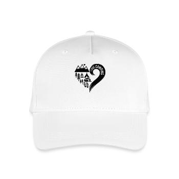 Herz aus Campingmotiven - I Love Camping Shirt - Kinder Bio Basecap - Weiß - Vorne