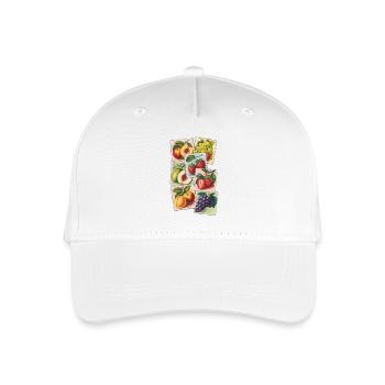 Vintage Obst Briefmarken - Kinder Bio Basecap - Weiß - Vorne