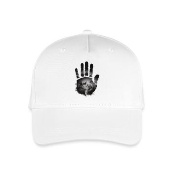 Die Kraft der Natur – Handabdruck mit Bergmotiv - Kinder Bio Basecap - Weiß - Vorne