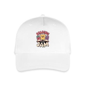 Reading is my jam Funny book motif - Organic Kids’ Baseball Cap - white - Front