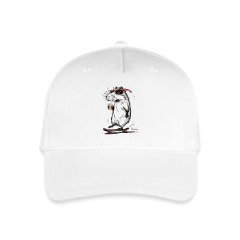 Skateboard Rodent with Coffee Shirt - Organic Kids’ Baseball Cap - white - Front