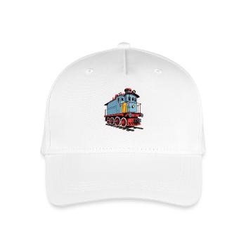Retro Dampflok Illustration - Kinder Bio Basecap - Weiß - Vorne