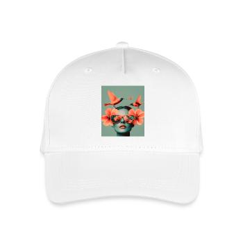 Portrait de femme avec des oiseaux et des fleurs - Casquette de baseball bio Enfant - blanc - Devant