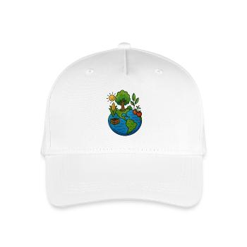 Natural earth with plants and sun - Organic Kids’ Baseball Cap - white - Front