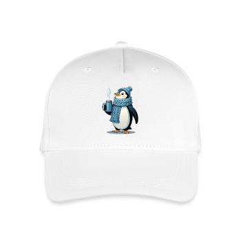 Kuschelpinguin mit blauem Schal - Kinder Bio Basecap - Weiß - Vorne