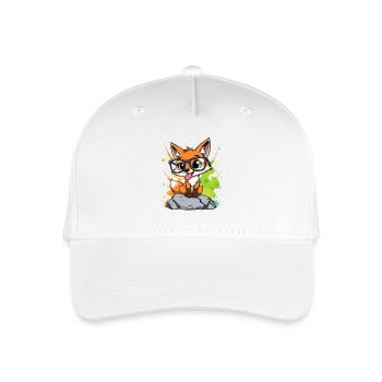 Spectacled fox on stone - Organic Kids’ Baseball Cap - white - Front