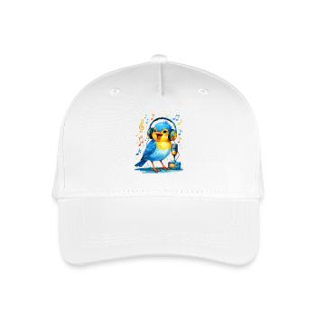 Karaoke Vogel mit Kopfhörern - Kinder Bio Basecap - Weiß - Vorne
