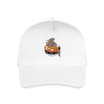 Episches Ramen-Monster-Bowl-Stein-Dinosaurier-Design-Tee - Kinder Bio Basecap - Weiß - Vorne