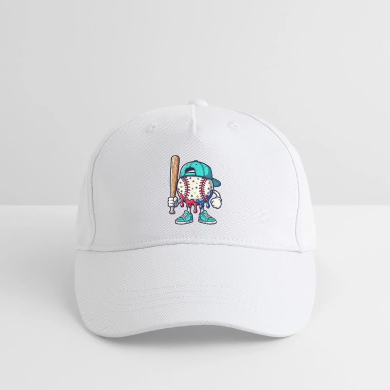 Schmelzendes Baseball-Maskottchen mit Schläger Kinder Bio Basecap
