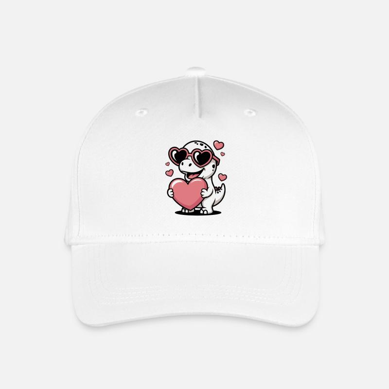 Herzbrillen-Dino voller Liebe - Kinder Bio Basecap - Weiß