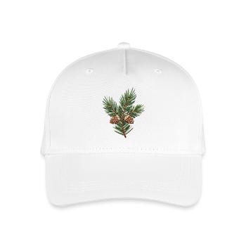 Bestickter Weihnachtszweig – dezent grün (gedruckt) - Kinder Bio Basecap - Weiß - Vorne