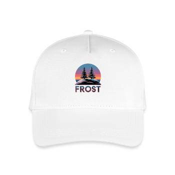  Frost Winterwald Retro Sonnenuntergang mit Tannen - Kinder Bio Basecap - Weiß - Vorne