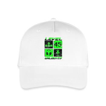 Birthday Gift Level Unlocked 45 Years - Organic Kids’ Baseball Cap - white - Front