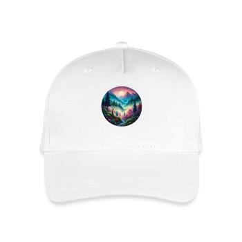 Colored forest landscape painted in evening light nature - Organic Kids’ Baseball Cap - white - Front