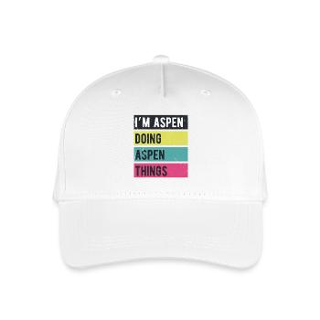 Ich bin Aspen und mache Aspen Things Retro-Farben - Kinder Bio Basecap - Weiß - Vorne