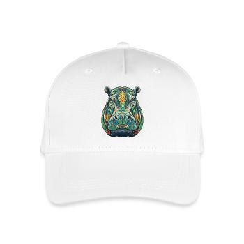 Buntes Nilpferd mit Blumen - Kinder Bio Basecap - Weiß - Vorne