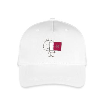 Drapeau_du_Qatar_floque_d-un_#1 - Casquette de baseball bio Enfant - blanc - Devant