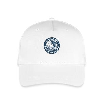 Boy Loves Whales Emblem - Organic Kids’ Baseball Cap - white - Front