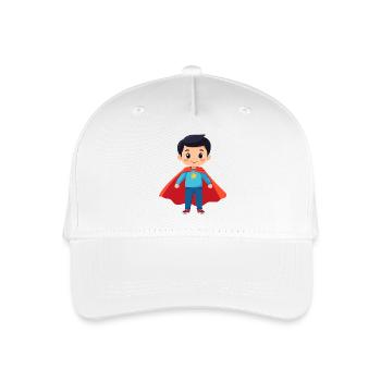 Kleiner Superheld mit Stern Superheldenkind Motiv - Kinder Bio Basecap - Weiß - Vorne