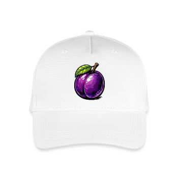 Cartoon plum with rich purple tones and shiny - Organic Kids’ Baseball Cap - white - Front