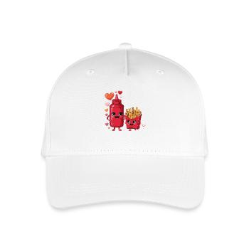 Les frites et le ketchup adorent la nourriture drôle de dessin animé - Casquette de baseball bio Enfant - blanc - Devant