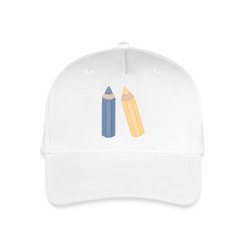 Bleistift-Duo Illustration Buntstifte - Kinder Bio Basecap - Weiß - Vorne