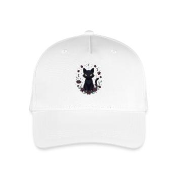 Moon Night Cat Flower Circle - Organic Kids’ Baseball Cap - white - Front