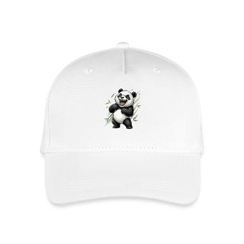 Lachender Panda im Bambus-Panorama - Kinder Bio Basecap - Weiß - Vorne