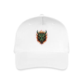 Flammen Drachenkopf Feuerillustration - Kinder Bio Basecap - Weiß - Vorne