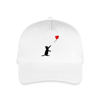 Chat noir et cœur rouge, ballon de chat, art urbain - Casquette de baseball bio Enfant - blanc - Devant