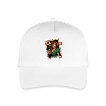 Selfie-Kuh-Briefmarkenporträt - Kinder Bio Basecap - Weiß - Vorne
