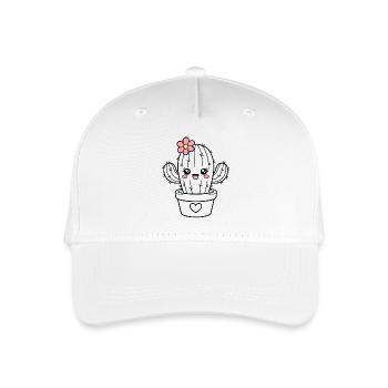 Cactus Kawaii avec fleur – Cactus de dessin animé mignon et mignon - Casquette de baseball bio Enfant - blanc - Devant