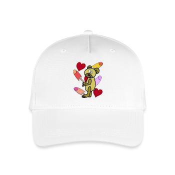 Eis Bär Bären Eiskrem Sommer Kinder Teddy - Kinder Bio Basecap - Weiß - Vorne