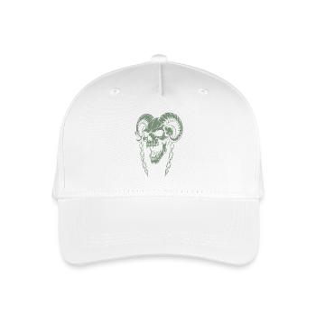 Schädel mit Hörner Widder Totenkopf - Kinder Bio Basecap - Weiß - Vorne